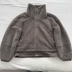 Lululemon cinchable fleece zip up in taupe